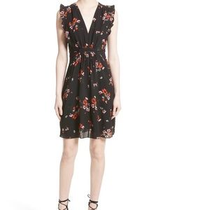 Rebecca Taylor Marguerite Floral Silk Dress Black